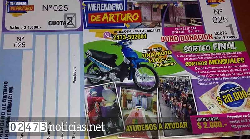BONO COLABORACIÓN A BENEFICIO DEL MERENDERO DE ARTURO